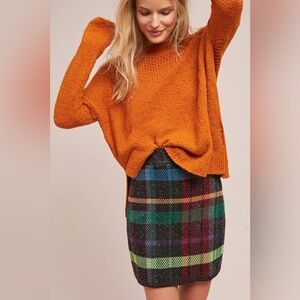 Anthropologie Cecilia Prado Textured Plaid Knit Skirt Size Medium